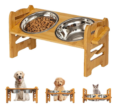 Platos/tazas Ajustables Levantados Para Perros Y Gatos