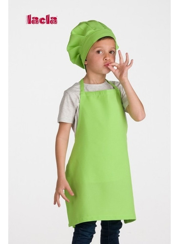 Imagen 4 de 10 de Combo Delantal + Gorro Para Niños Mini Chef Colores