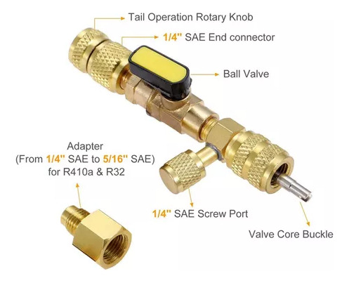Núcleo De Válvula Sem Perdas De Gás R22 R134 R410 R32 A/c D