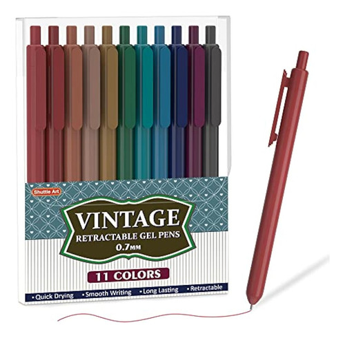 Bolígrafos De Gel Retráctiles De Color Shuttle Art, 11 Color