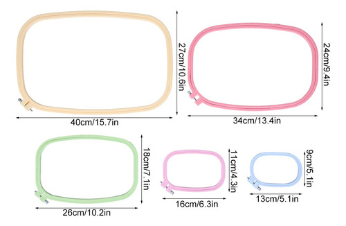 5 Piezas De Aros Bordados Cuadrados De Punto De Cruz Color A