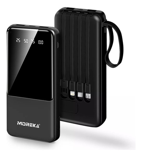 Moreka-k063 Power Bank Batería Portátil 10000mah Con Built In 4 Cables Micro Usb V8 Ip Tipo C Cargador De Batería Compatible With iPhone 16 15 14 13 12 Samsung S22 S21 Xiaomi Huawei