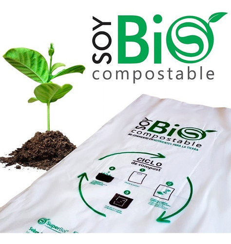 100 Bolsas Biocompostables Rec-troquel Fuelle/lateral 40x50 