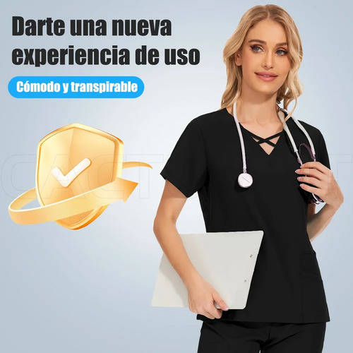 Filipinas Médicas Pijama Quirúrgica Scrub Jogger Uniforme Negro Xxl