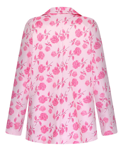 Casaco Feminino R, Casaco Casual Com Estampa De Flores, Botã