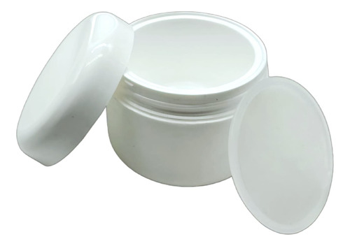 Tarro Doble Fondo Pomadera Plastico Blanco 60ml 2oz (100 Pz)