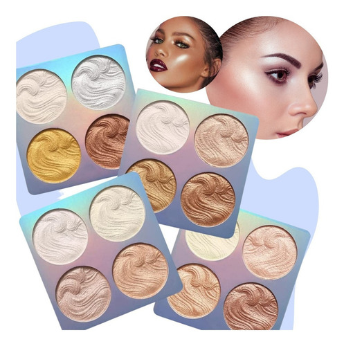 Paleta Iluminador Contorno Highlight Maquillaje Glitter F