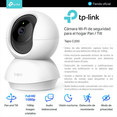 Tp-link, Cámara Ip Wifi Robótica, Full Hd / Audio, Tapo C200