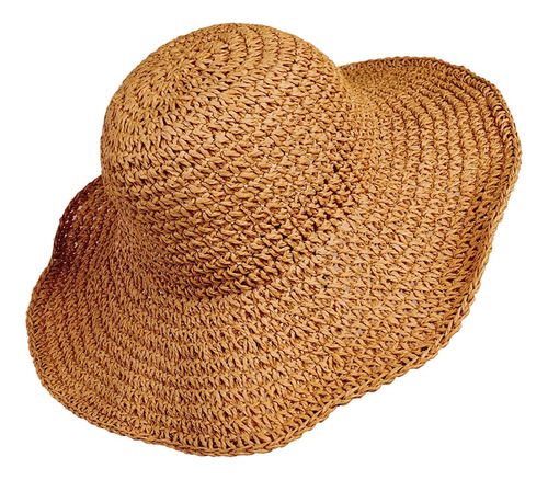 Sombrero De Paja Para Mujer, De Ala Ancha, Plegable, Grande,