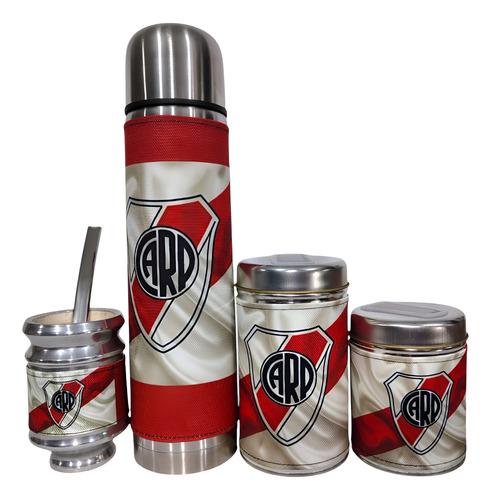 Equipo De Mate Completo/ Kit/set Matero River Plate/p.marbry Negro River M3