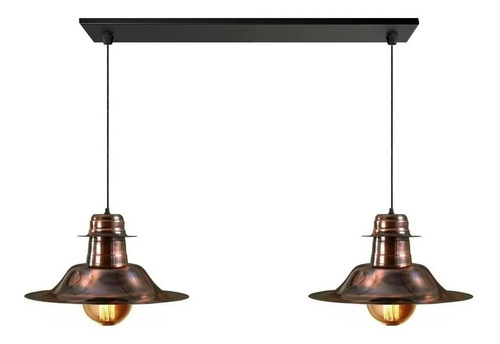 Colgante 2 Luces Cobre Vintage Deco Moderno Apto Led Cocina