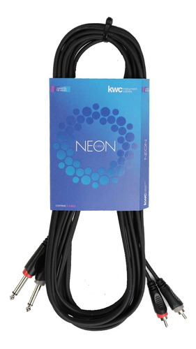 Cable Kwc 9011 Neon 2 Rca A 2 Plug Mono 6,5 Mm De 6 Metros