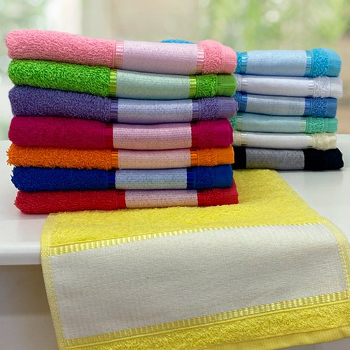 Kit 12 Toalhas De Lavabo Para Estampa Sublimática 350g/m² - Cor Branco Liso