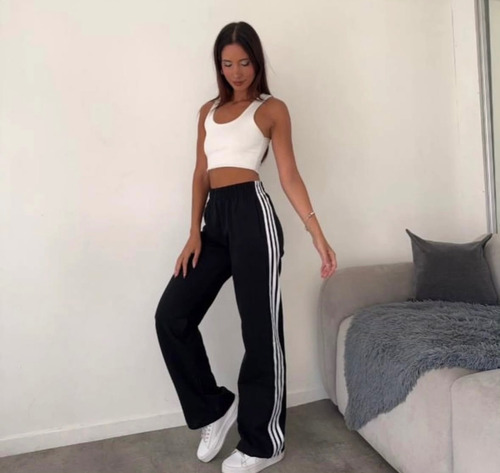 Pantalón Palazzo Track Recto 3 Brands Rayas Tiras - Mujer