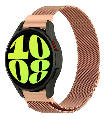 Pulseira Aço Fecho Magnético Para Galaxy Watch6 44mm Cor Rosê Gold