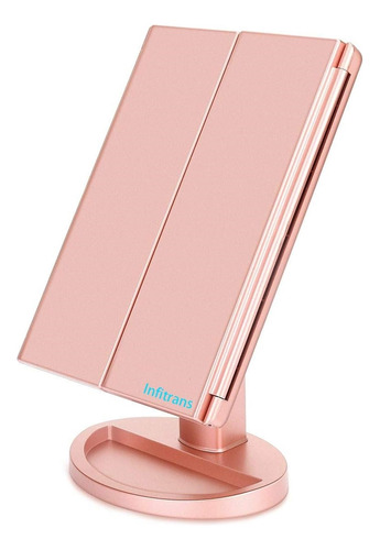 Espejo De Maquillaje Iluminado De 3 Pliegues Aumento