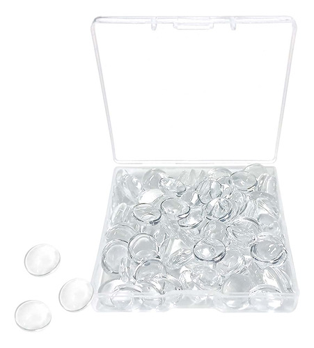 90pcs Clear Round Glass Cabochons Dome Tiles, 12mm Flat Bac.