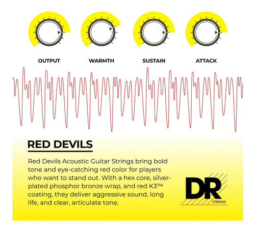 Dr Strings Red Devils Acoustica Recubierta Roja11-50
