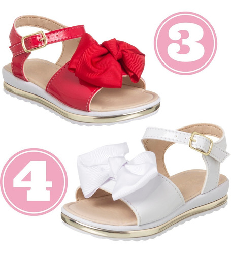 Imagem 3 de 4 de 2 Pares Sandalia Infantil Feminina Moda Bebe Festa Casamento