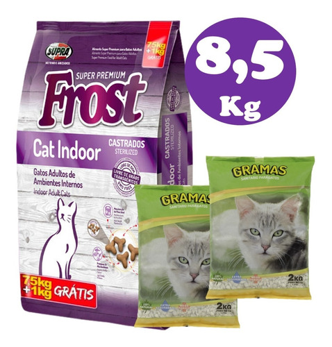 Imagen 1 de 2 de Frost Cat Indoor(gato) Adulto 8.5kg + 2 Sanitarios + 6 Pagos