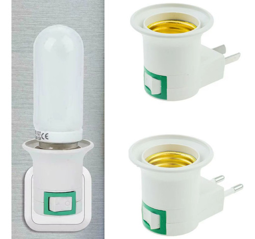 10 Adaptador Portalampara Enchufe Con Tecla On/off Blanco