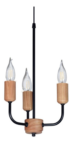 Imagen 1 de 1 de Araña Colgante De 3 Luces En Madera Paraiso Ubid