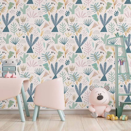 Imagem 5 de 5 de Papel De Parede Adesivo Infantil Cactos N017060 0,58x3m