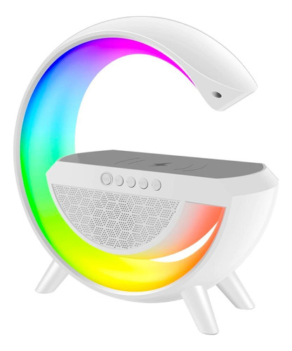 Luminária De Mesa Rgb Bluetooth C/ Som Carregador Indução Cor da cúpula Multicolorida Cor da estrutura Branco 110V/220V