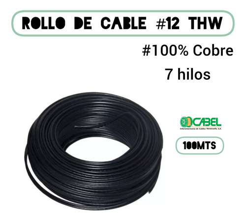 Rollo De Cable Nro 12 Cabel - 100mts De Cobre, 7hilos