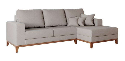 Sofá 4 Lugares Belgrado Com Chaise Direito Linho Cru 250 Cm