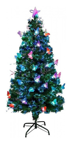 Arbol De Navidad Fibra Optica Y Mariposas Led 150cm