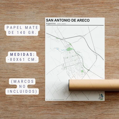 Mapa Ciudad De San Antonio De Areco 80cmx61cm