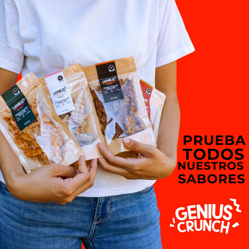 Genius Crunch Snack Carne Seca Pollo Chile Limón 4pz De 20g