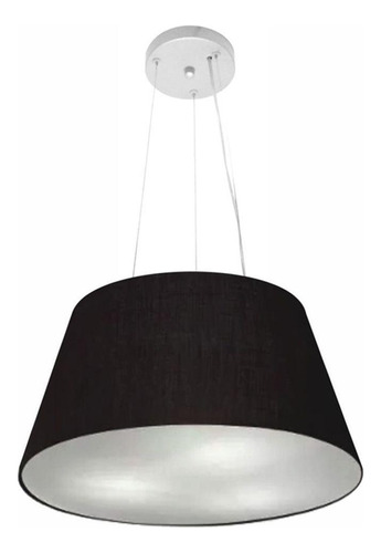 Lustre Pendente Cone Cúpula em Tecido Preto MJ-4001 Para Mesa de Jantar e Estar - Bivolt