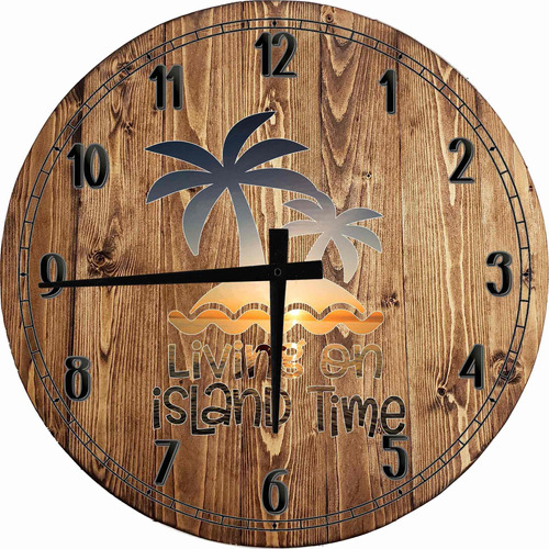 Amg Prints Reloj Pared Tropical Living On Island Time Sunset