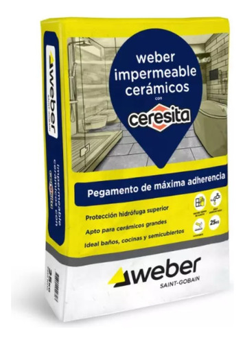 Pegamento Weber Impermeable Cerámicos Con Ceresita - Cotizac