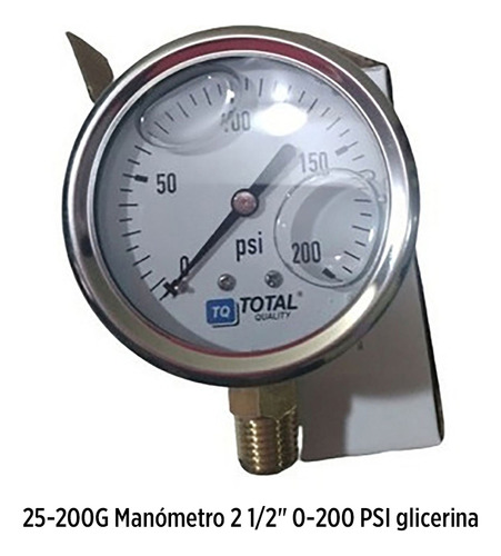 25-200g Manometro 2 1/2  0-200 Psi Con Glicerina