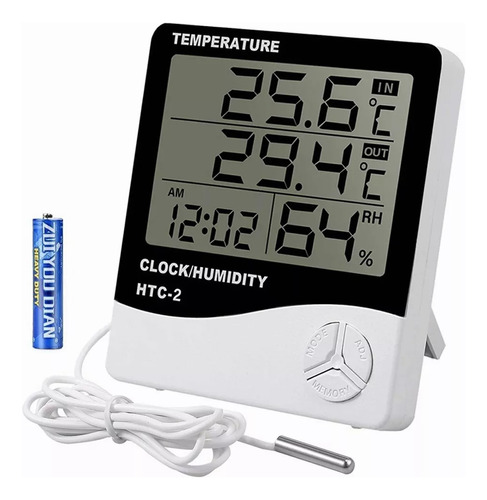 Termohigrómetro Digital Htc-2 Higrometro Termometro Reloj