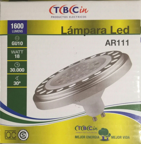 Lampara Led Ar111 Gu10 18 Watt Luz Cálida Tbcin Color de la luz Blanco cálido