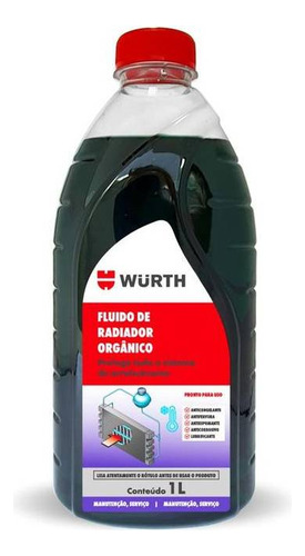 Aditivo Arrefecimento Orgânico Pronto Para Uso Verde Wurth 1L