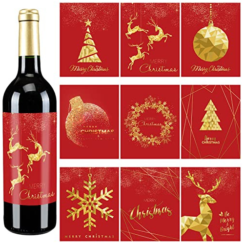 54 Etiquetas Adhesivas Botellas De Navidad Diseño De O...