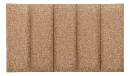 Cabeceira Solteiro Modelar Casa Estofada Modular Ripada Adesiva Com 5 Placas 60x20 Medida Montada 100x60cm Na Cor Linho Marrom