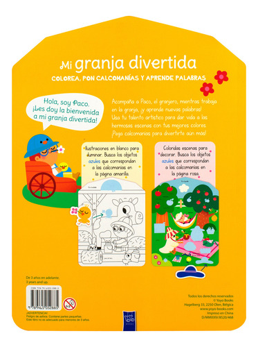 Libro Para Colorear: Colorea, Pon Calcomanías Y Aprende Palabras: Mi Granja Divertida