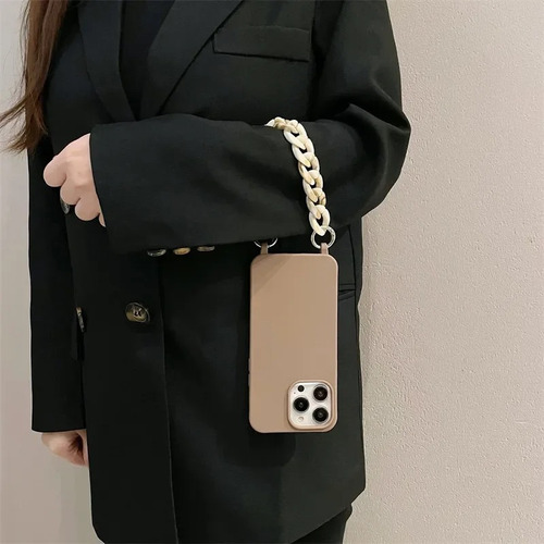 Capa Capinha Marrom Com Alça Corrente Para iPhone 11 Ao 15