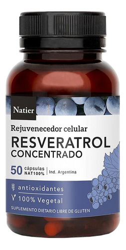 Cápsulas de Resveratrol Natier Rejuvenecedor Antioxidante natural