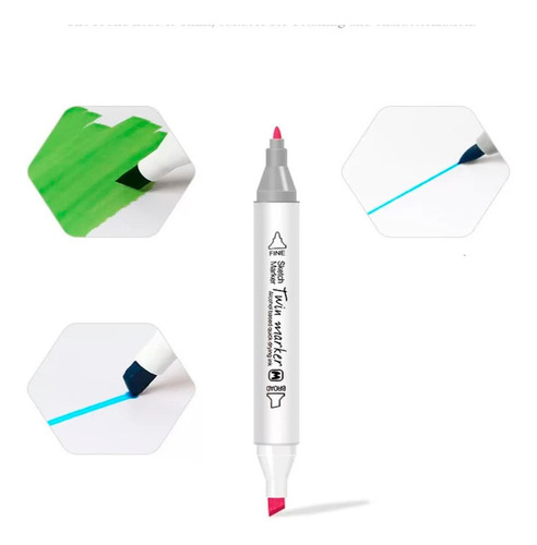 48 Marcadores Doble Punta Plumones Colores Subrayar Dibujo
