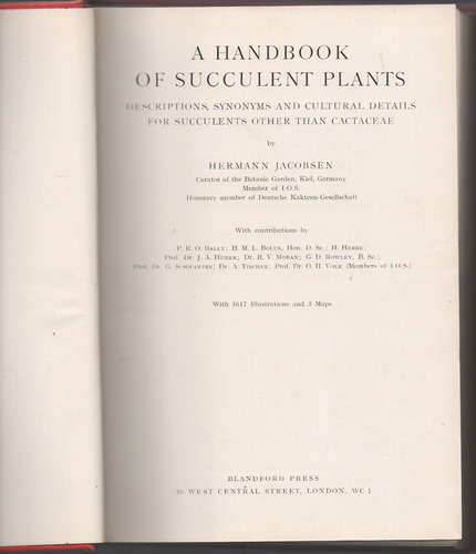 Manual De Suculentas En Inglés Vol. 1º  Y 3º-  H. Jacobsen 