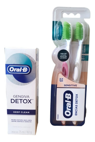 Pasta Dental Oral-b Gengiva Deto + Cepillos 2 Piezas Detox