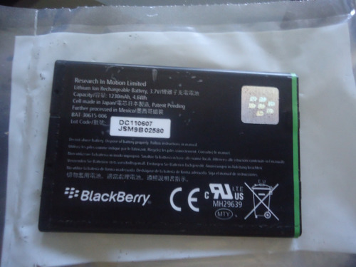 Bateria De Celular Blackberry De Lition 1230 Mah 