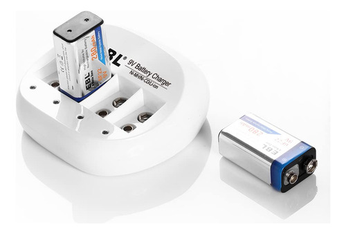 Cargador De Batería 9v 4 Bahías Con 4 Baterías 600mah
